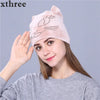 Xthree Flannelette Autumn Skullies Beanies for Women Winter Hat Cute Kitty Children Hat for Girls Gorras