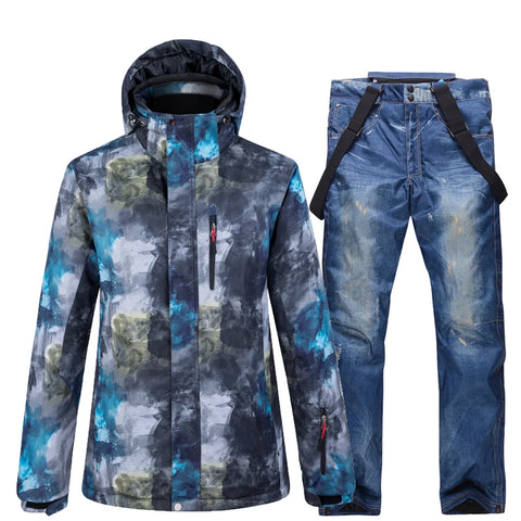 ARCTIC QUEEN Denim Ski Suit / Denim Snowboard Pant + Jacket Set