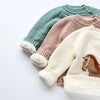 MILANCEL Winter New Cartoon Kids Baby Sweaters Fur Lining Kids Knitwear Fleece Boys Pullover Coat