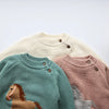 MILANCEL Winter New Cartoon Kids Baby Sweaters Fur Lining Kids Knitwear Fleece Boys Pullover Coat