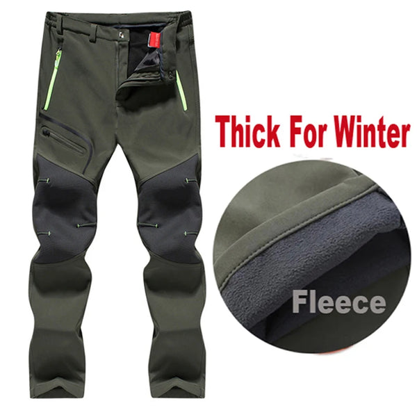 MAZEROUT Oversized Men Fleece Waterproof Pants For Winter