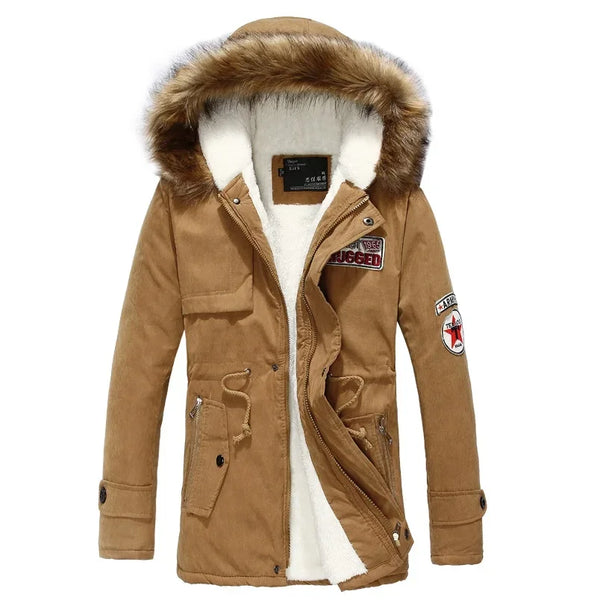 UNION ARMY Mens Blue / Brown / Black Parka Coat - Fur Hooded