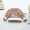 MILANCEL Winter New Cartoon Kids Baby Sweaters Fur Lining Kids Knitwear Fleece Boys Pullover Coat