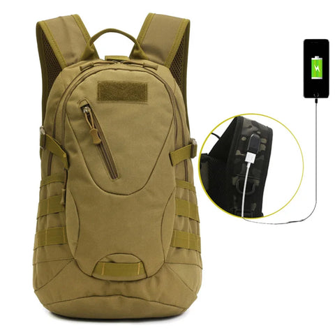 SCIONE 20L Waterproof Nylon Sports Backpack With External USB Charging